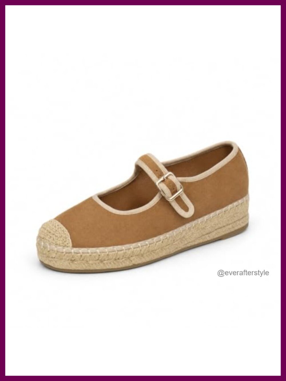 Women Mary Jane Espadrilles Suede Leather Platform Flats Buckle Walking Shoes